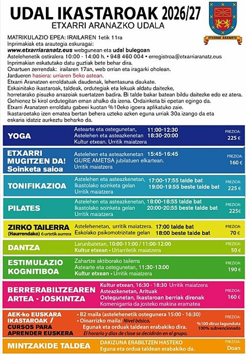 UDAL IKASTAROAK 2026 2027